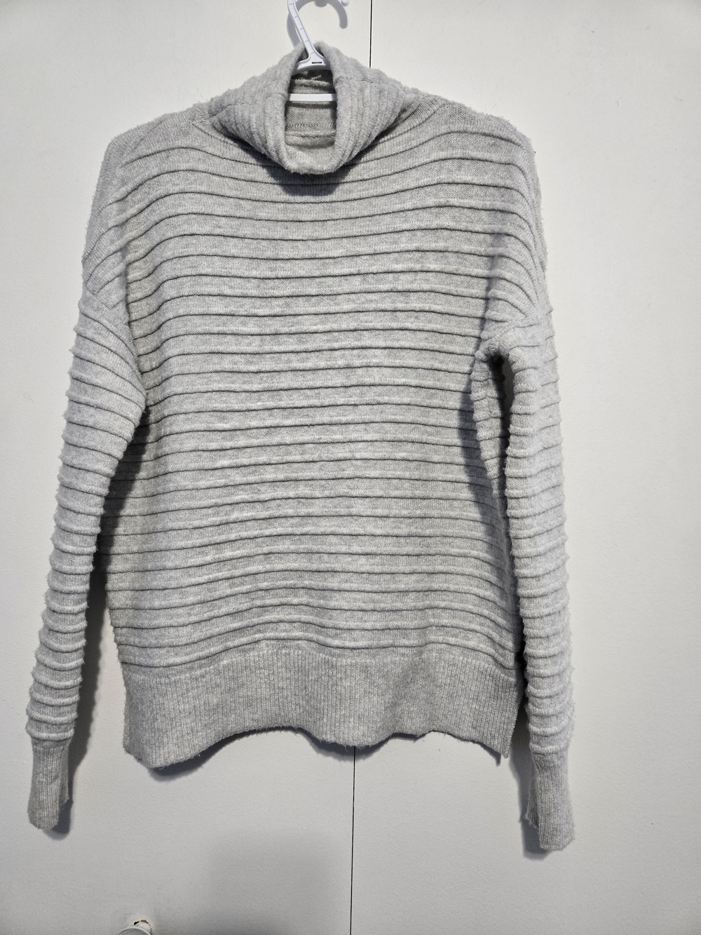 Marled Sweater Women Small Gray Ribbed Turtleneck Cozy Textured Knit‎ Pullover